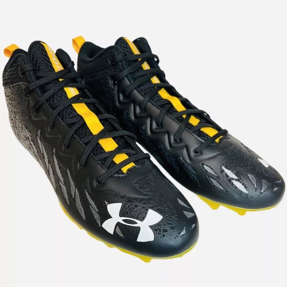 Under Armour Spotlight UA Football Cleats Black/Yellow 3023963-009 Mens Size 13 - Picture 3 of 10